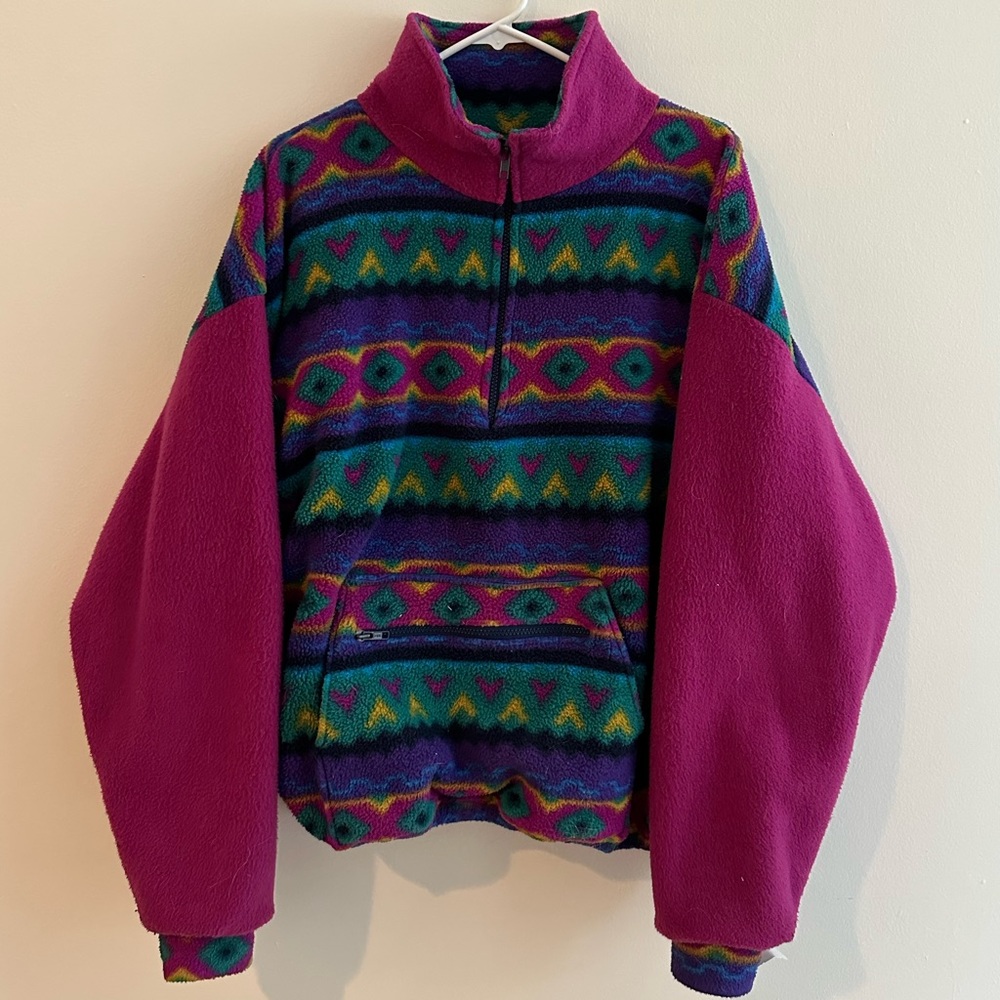 Polarlite vintage fleece quarter-zip. Multi color. Size L